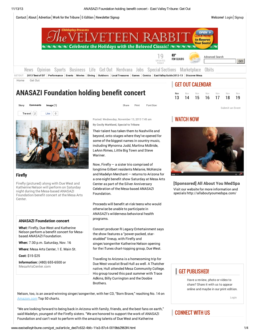 ANASAZI Foundation Holding Benefit Concert - East Valley Tribune: Get Out
