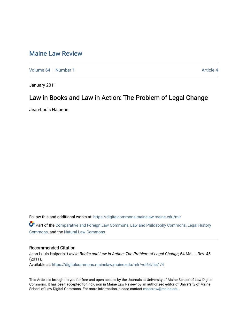 Law in Books and Law in Action: the Problem of Legal Change