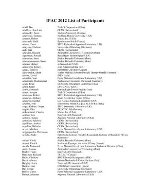 IPAC 2012 List of Participants