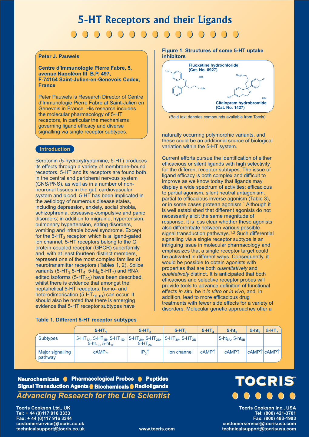 5-HT Receptors and Their Ligands, Tocris Reviews No