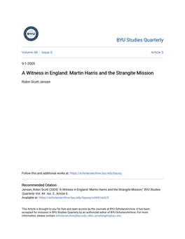 Martin Harris and the Strangite Mission
