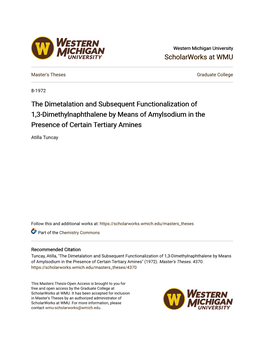 The Dimetalation and Subsequent Functionalization of 1,3-Dimethylnaphthalene by Means of Amylsodium in the Presence of Certain Tertiary Amines