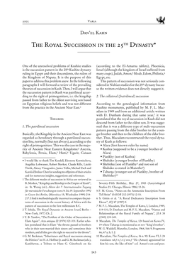 The Royal Succession in the 25Th Dynasty•