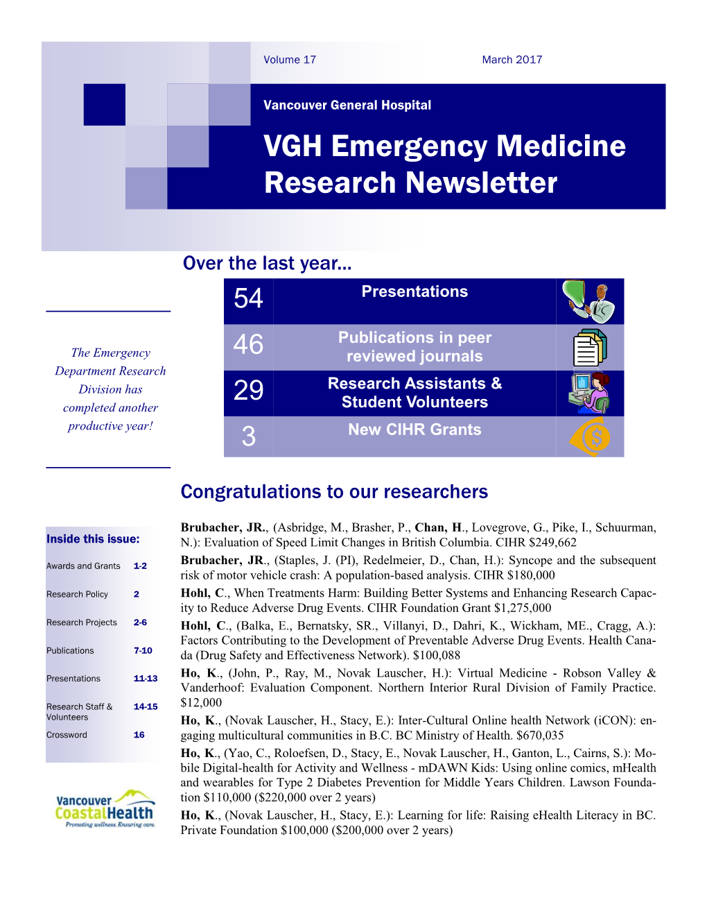 VGH Emergency Medicine Research Newsletter