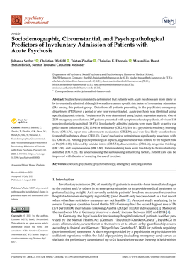 Sociodemographic, Circumstantial, and Psychopathological Predictors of Involuntary Admission of Patients with Acute Psychosis