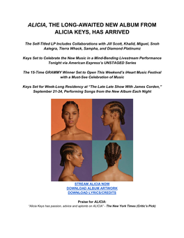 Alicia, the Long-Awaited New Album from Alicia Keys, Has Arrived