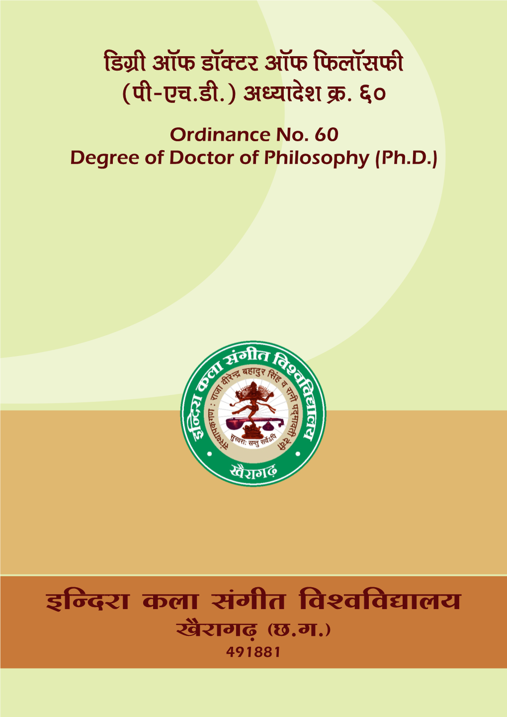 Ordinance No. 60 Degree of Doctor of Philosophy (Ph.D.)