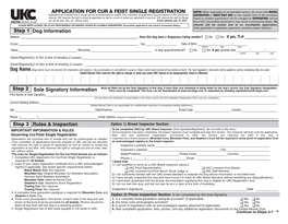 Application for Cur & Feist Single Registration