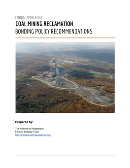 Coal Mining Reclamation Bonding Policy Recommendations