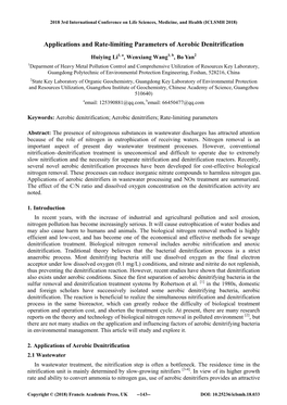 Applications and Rate-Limiting Parameters of Aerobic Denitrification