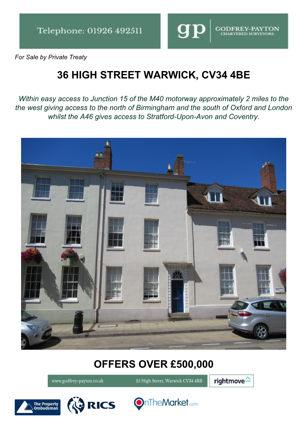 36 High Street Warwick, Cv34 4Be Offers Over £500,000