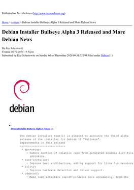 Debian Installer Bullseye Alpha 3 Released and More Debian News