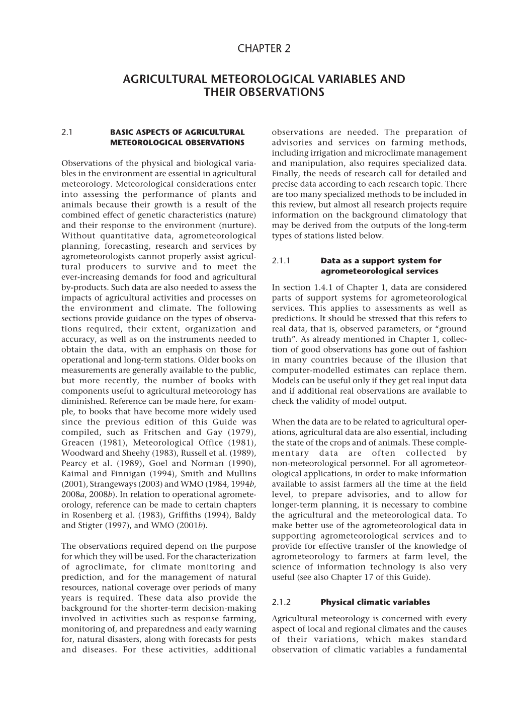 Agricultural Meteorological Variables and Their Observations