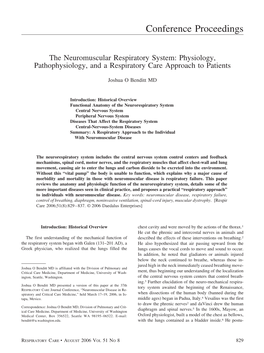 The Neuromuscular Respiratory System: Physiology, Pathophysiology, and a Respiratory Care Approach to Patients