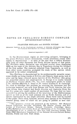 Bilješke O Kompleksu Phellinus Rimosus (Hymenochaetaceae)