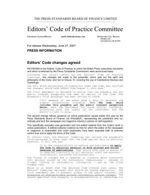 Editors' Code of Practice Committee