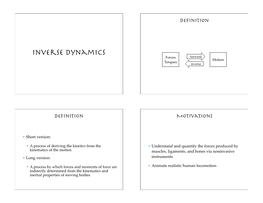 Inverse Dynamics Forces Forward Motion Torques Inverse