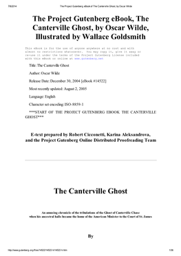 The Project Gutenberg Ebook, the Canterville Ghost, by Oscar Wilde, Illustrated by Wallace Goldsmith