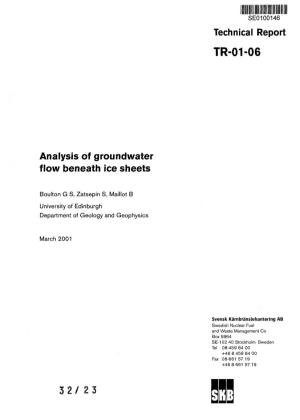 Analysis of Groundwater Flow Beneath Ice Sheets