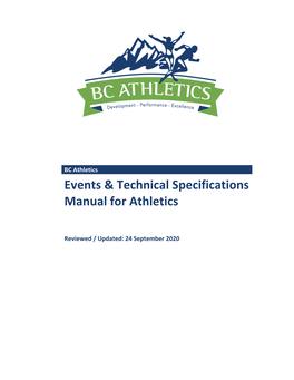 Events & Technical Specifications Manual for Athletics