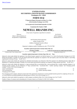 NEWELL BRANDS INC. (Exact Name of Registrant As Specified in Its Charter) Delaware 36-3514169 (State Or Other Jurisdiction of (I.R.S