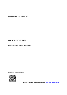 BCU Author-Date Referencing Guidelines Version 1St September