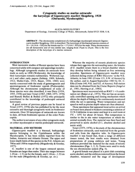 Cytogenetic Studies on Marine Ostracods: the Karyotype of Giguntocypris Muellen' Skogsberg, 1920 (Ostracoda, Myodocopida)