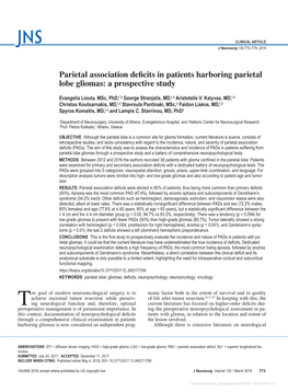 Parietal Association Deficits in Patients Harboring Parietal Lobe Gliomas: a Prospective Study