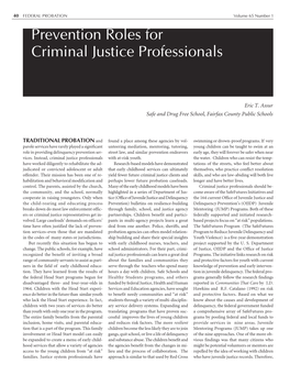 Prevention Roles for Criminal Justice Professionals