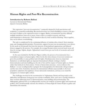 Human Rights and Post-War Reconstruction