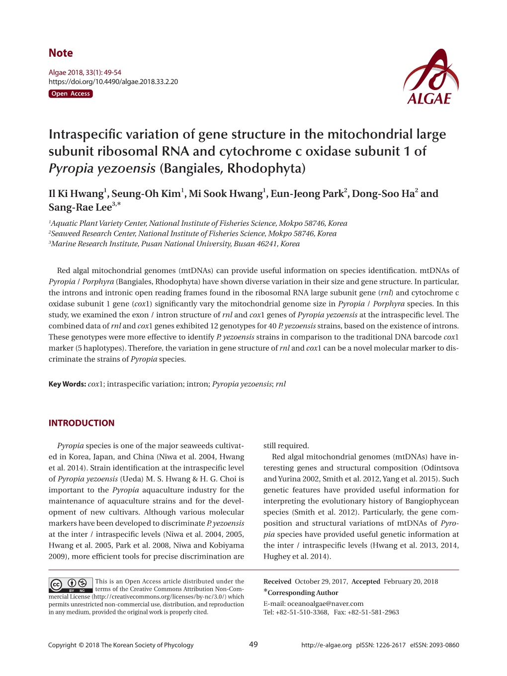 Intraspecific Variation of Gene Structure in the Mitochondrial Large Subunit