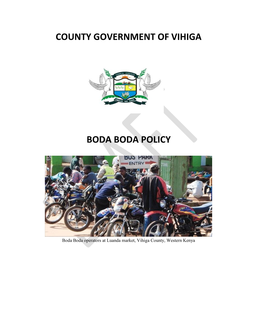 County Government of Vihiga Boda Boda Policy