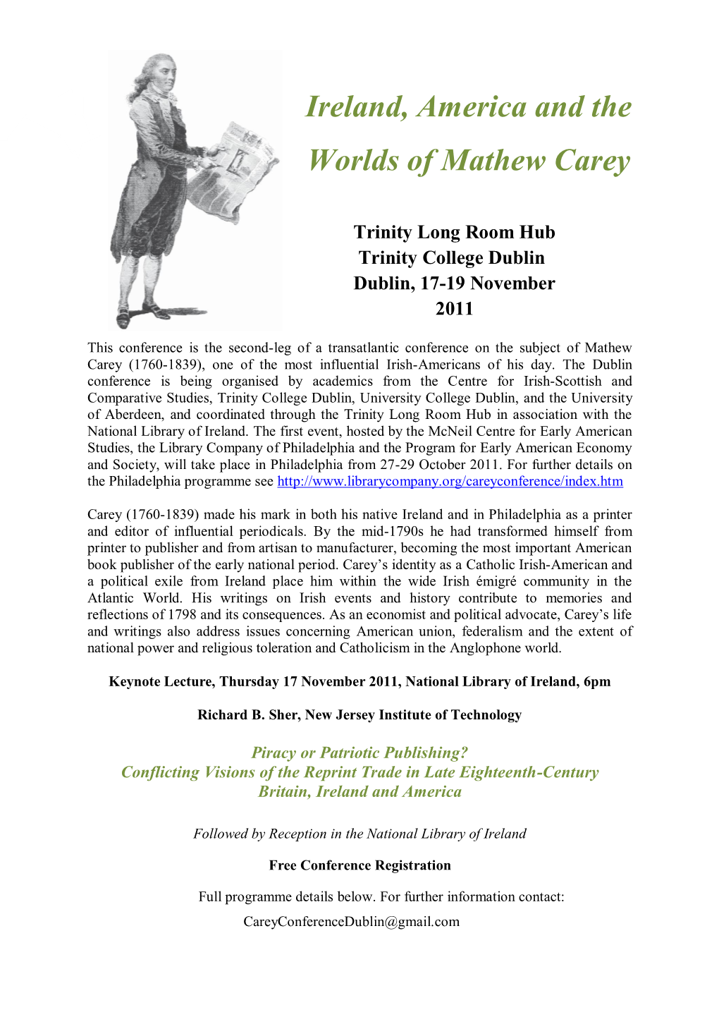 Ireland, America and the Worlds of Mathew Carey