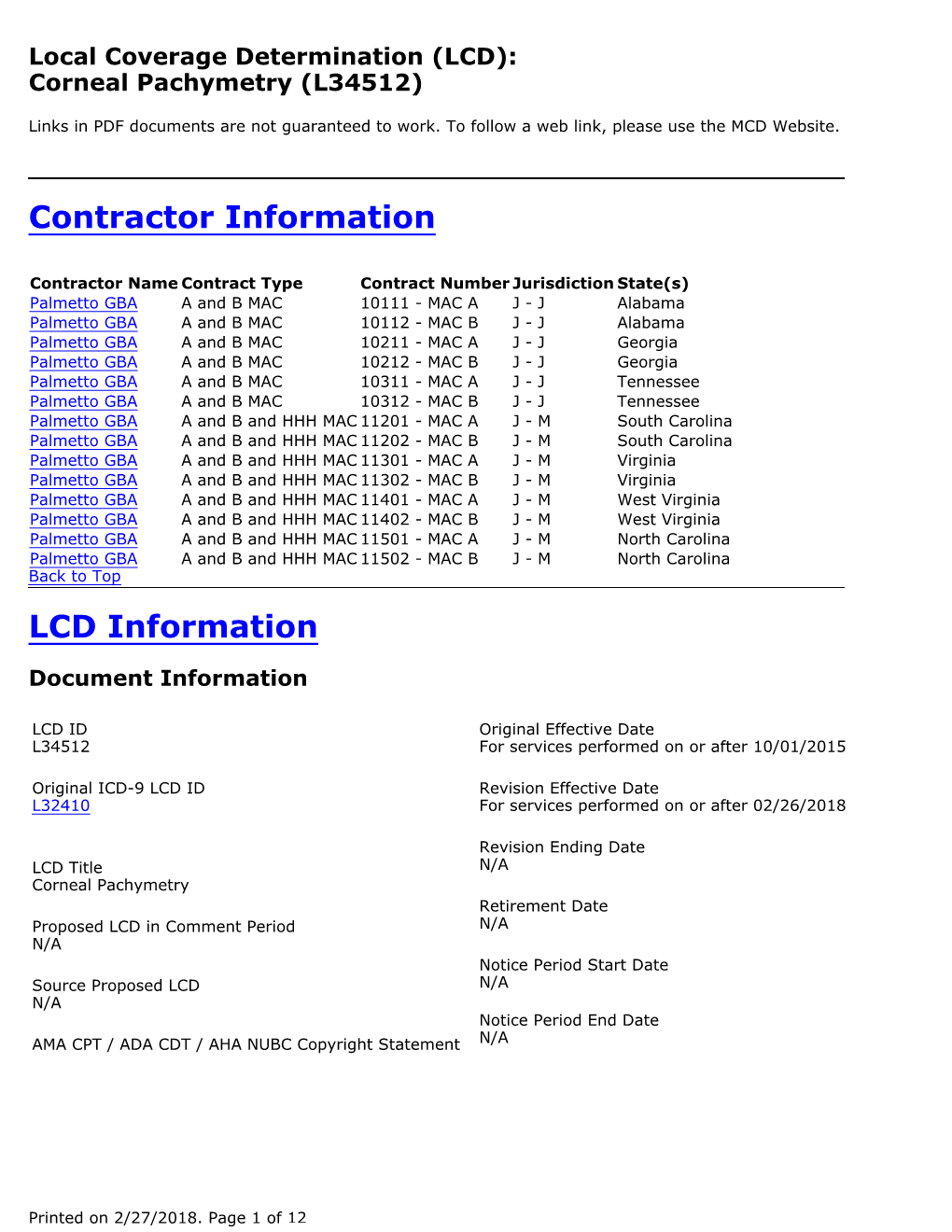 Corneal Pachymetry (L34512)