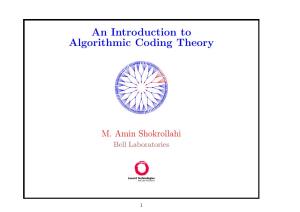 An Introduction to Algorithmic Coding Theory