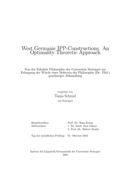 West Germanic IPP-Constructions. an Optimality Theoretic Approach