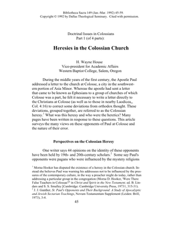 Heresies in the Colossian Church