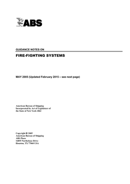 Guidance Notes on Fire-Fighting Systems