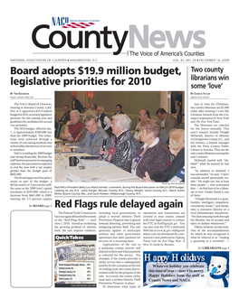 Board Adopts $19.9 Million Budget, Legislative Priorities for 2010 Red