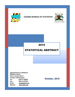 2015 Statistical Abstract Covers Statistics on the Environmental, Demographic, Socio-Economic, Production and Macroeconomic Sectors