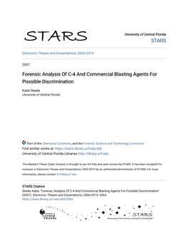 Forensic Analysis of C-4 and Commercial Blasting Agents for Possible Discrimination
