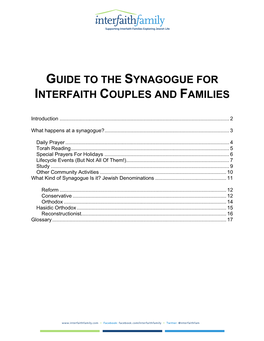 Guide to the Synagogue for Interfaith Couples and Families