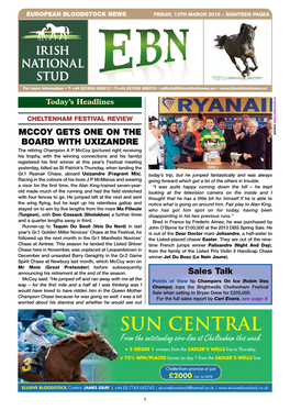 SUN CENTRAL from the Outstanding Sire-Line at Cheltenham This Week