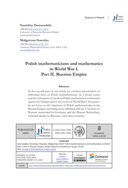 Polish Mathematicians and Mathematics in World War I. Part II