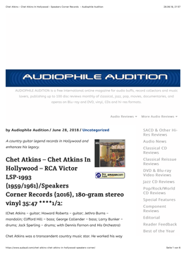 Chet Atkins – Chet Atkins in Hollywood – Speakers Corner Records