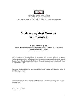 Violence Against Women in Colombia