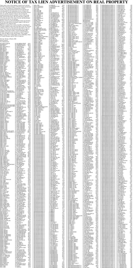 Notice of Tax Lien Advertisement on Real