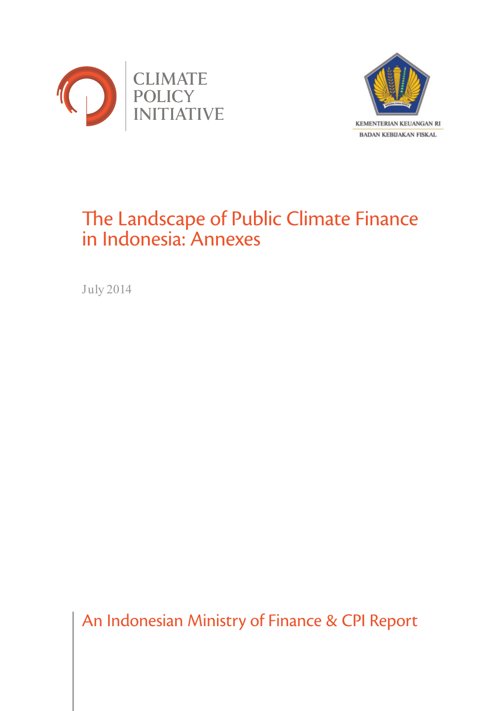 The Landscape of Public Climate Finance in Indonesia: Annexes