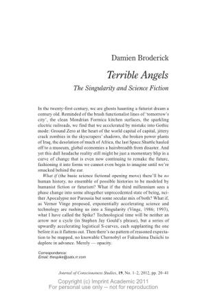 Damien Broderick Terrible Angels the Singularity and Science Fiction