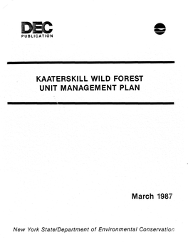Kaaterskill Wild Forest Unit Management Plan
